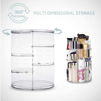 Makeup Organizer Adjustable 360 Rotation Box Case